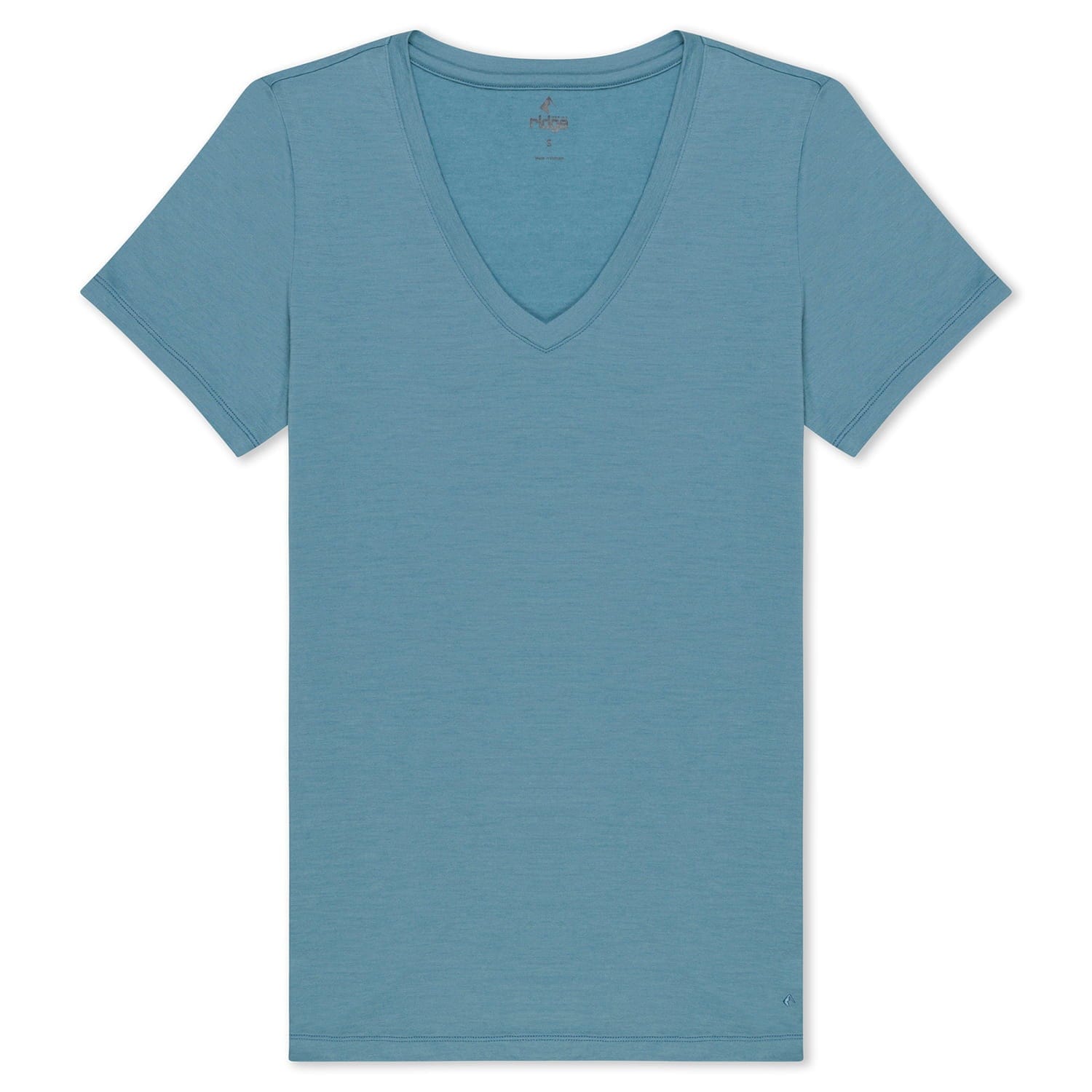 Wander V-Neck Merino Tee in Smoke Blue