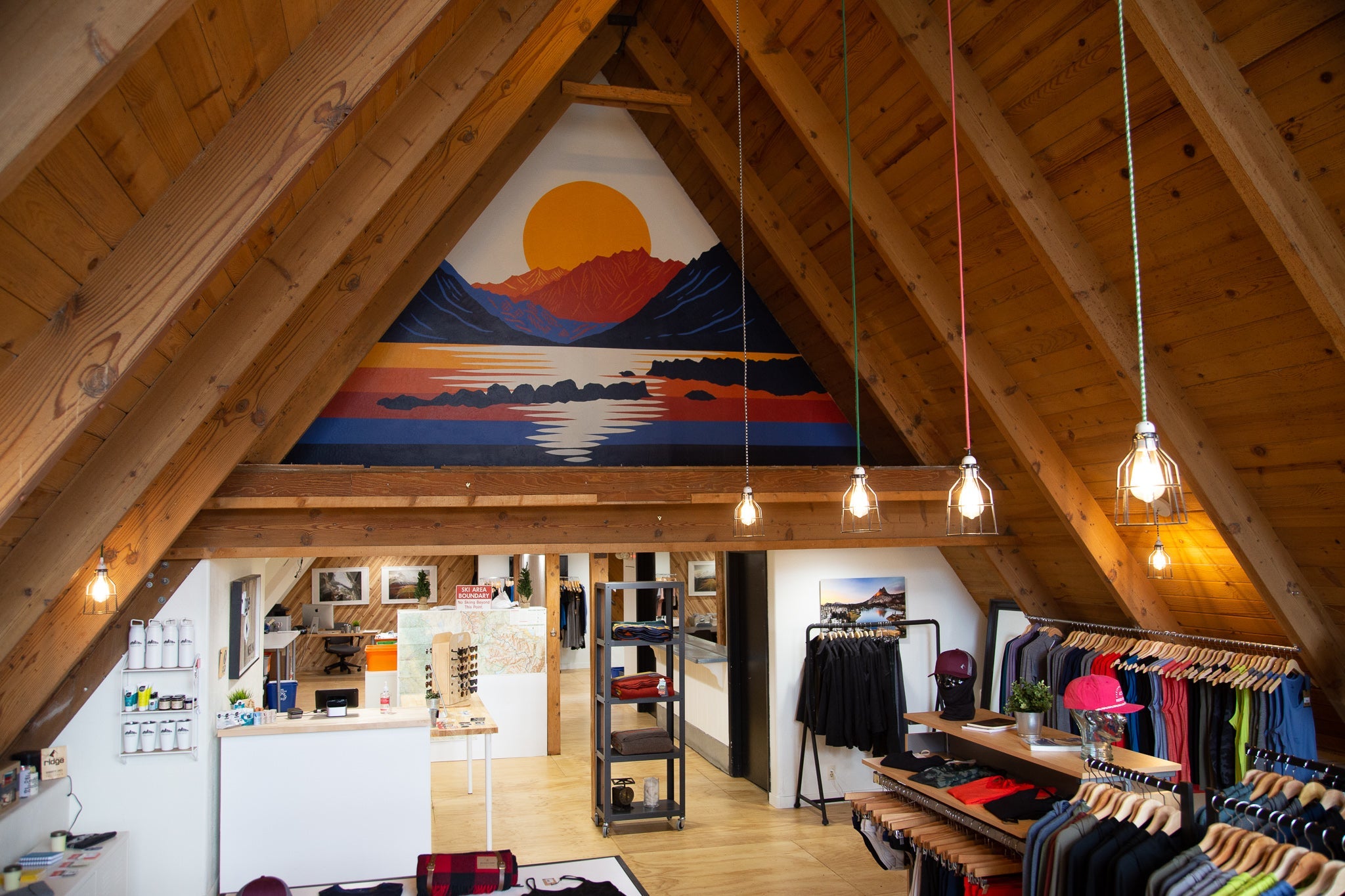 the interior of Ridge Collective, Ridge Merino's storefront in Mammoth Lakes, CA