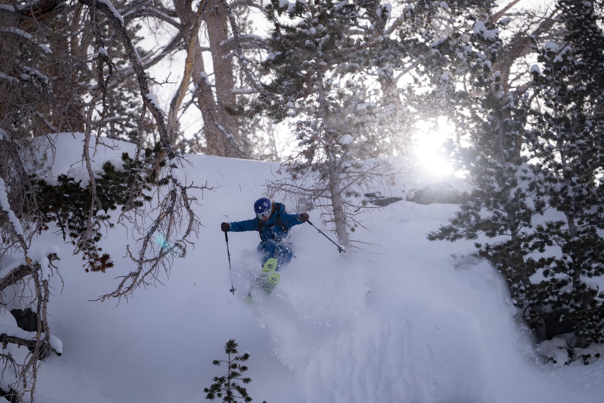 Molly Armanino gets air in the backcountry of the Eastern Sierra