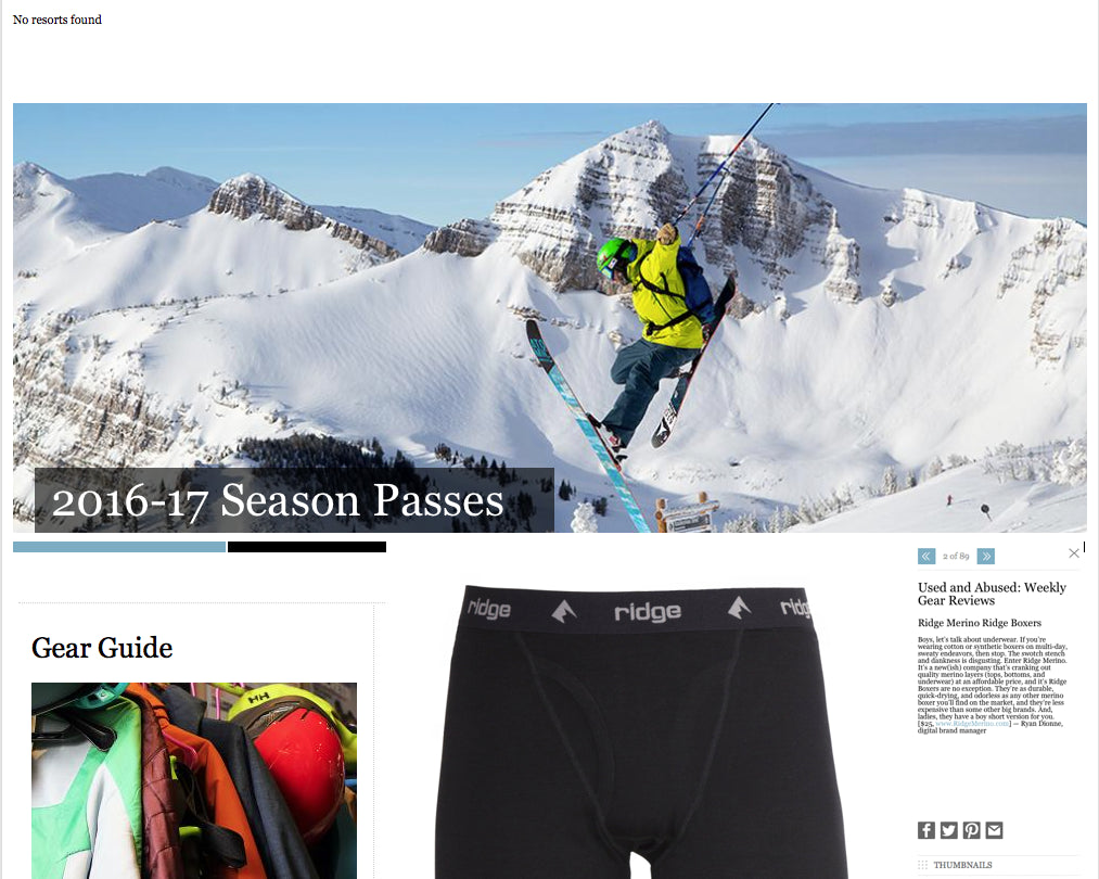 Ski Magazine's Great Review of Our Ridge Boxer and Women's Boy Short