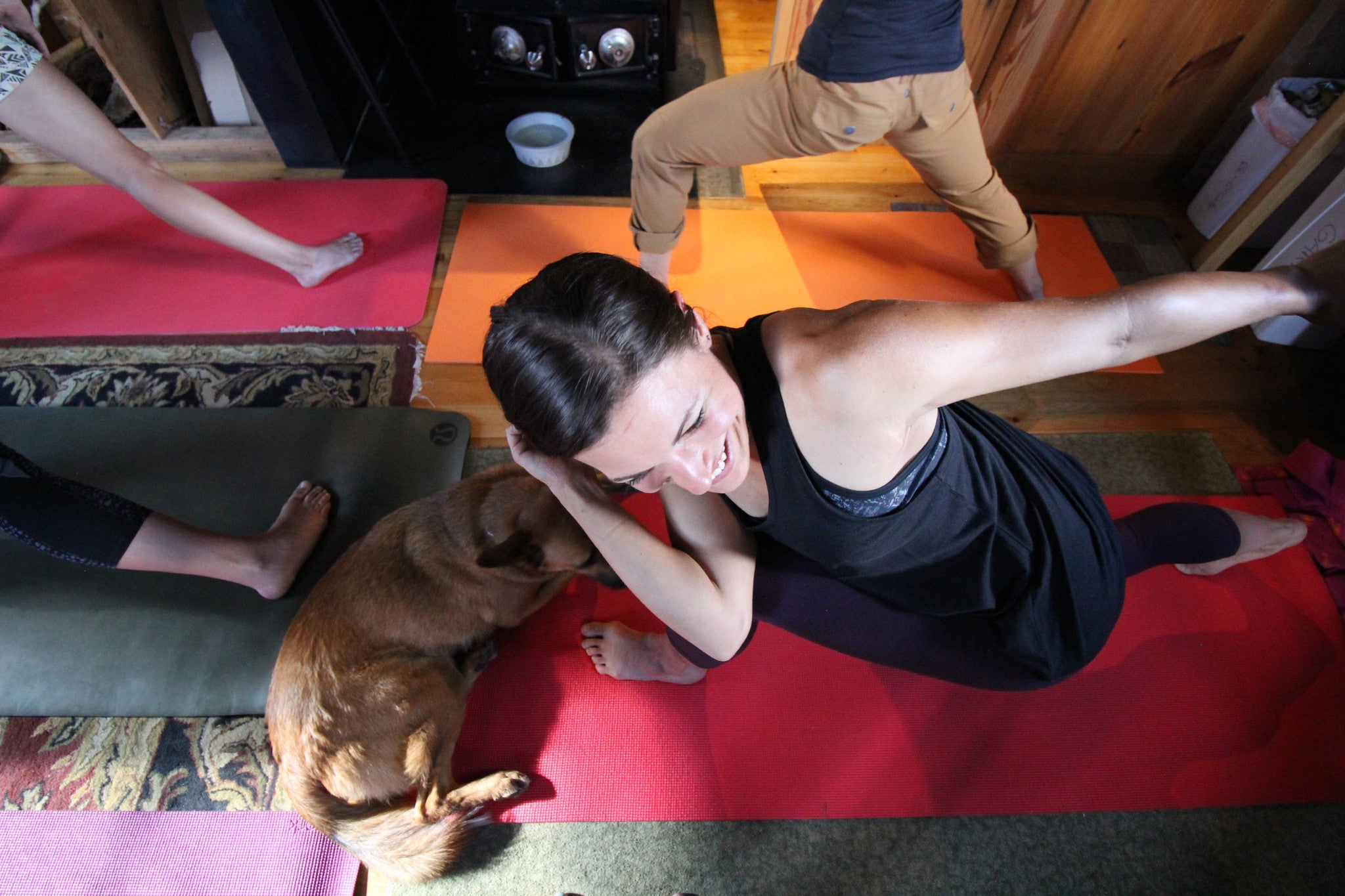 a woman doing yoga in Ridge Merino layers