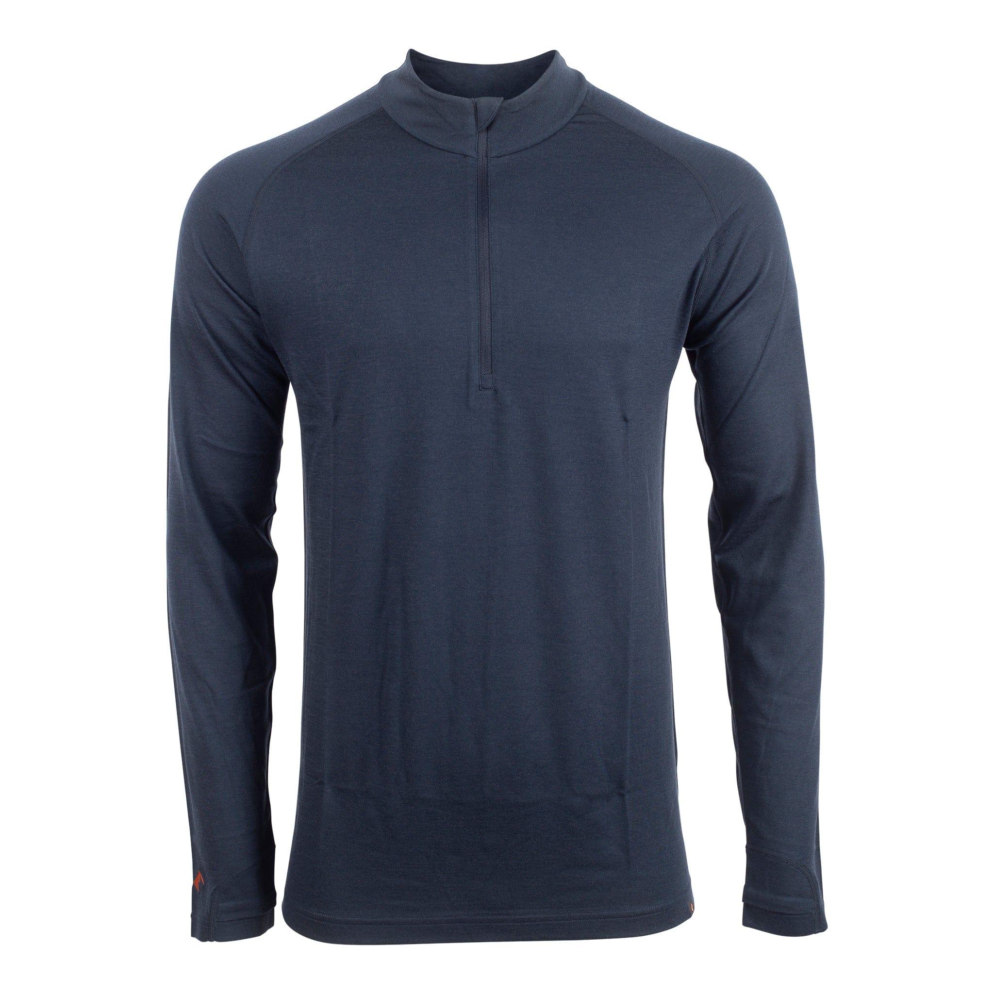 Merino thermal underwear - Men's half-zipper, high-neck top – dark blue