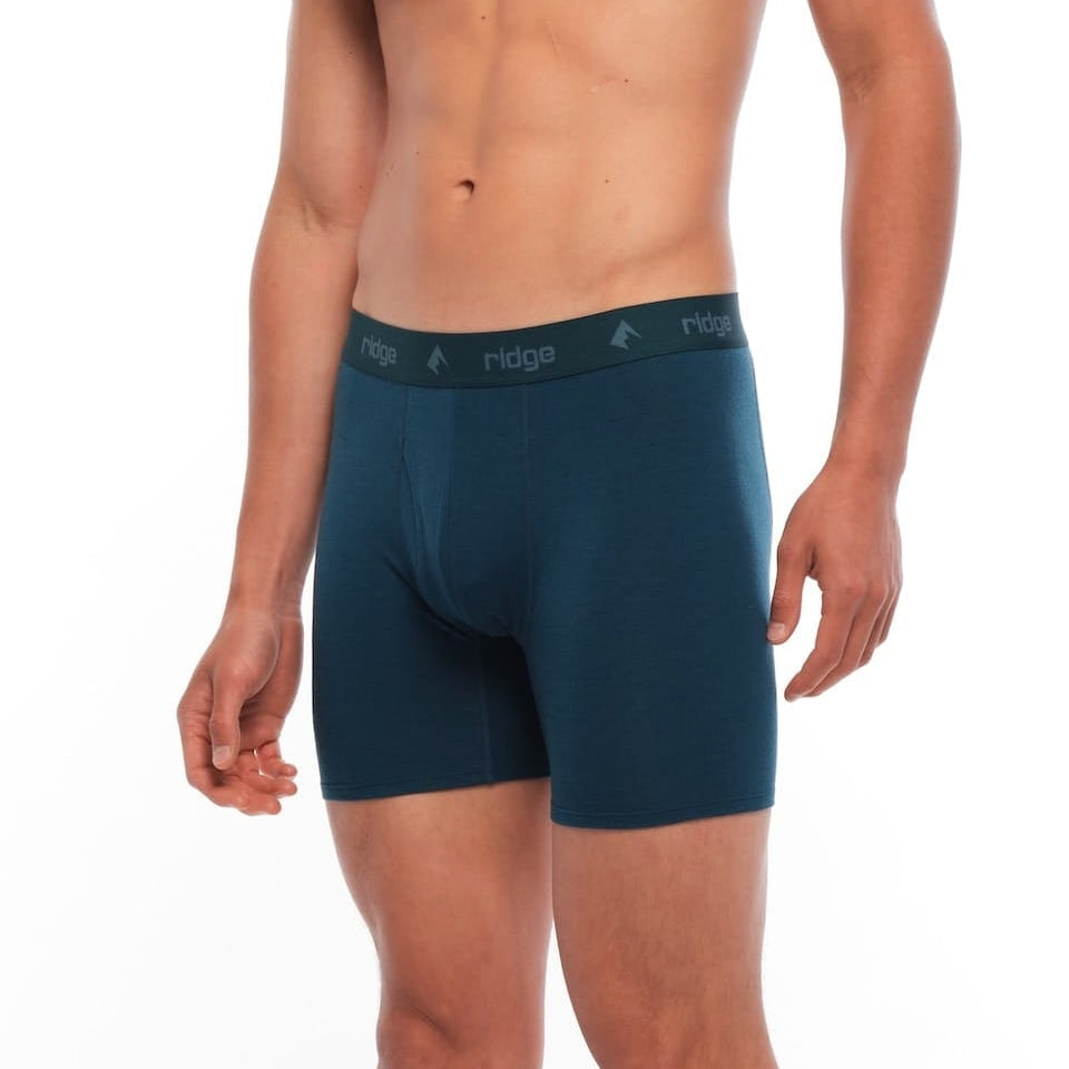 man wearing Deep Current Ridge Merino Boxer Briefs