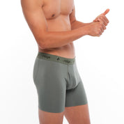 man wearing Agave Green Ridge Merino Boxer Briefs