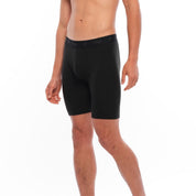 man wearing Black Long Merino Boxer Briefs