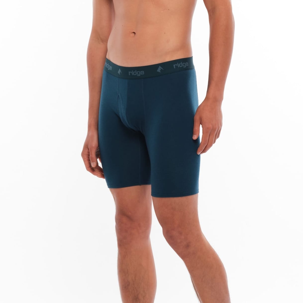 man wearing Deep Current Long Merino Boxer Briefs