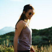 a woman wearing a Woodrose Wander Tank
