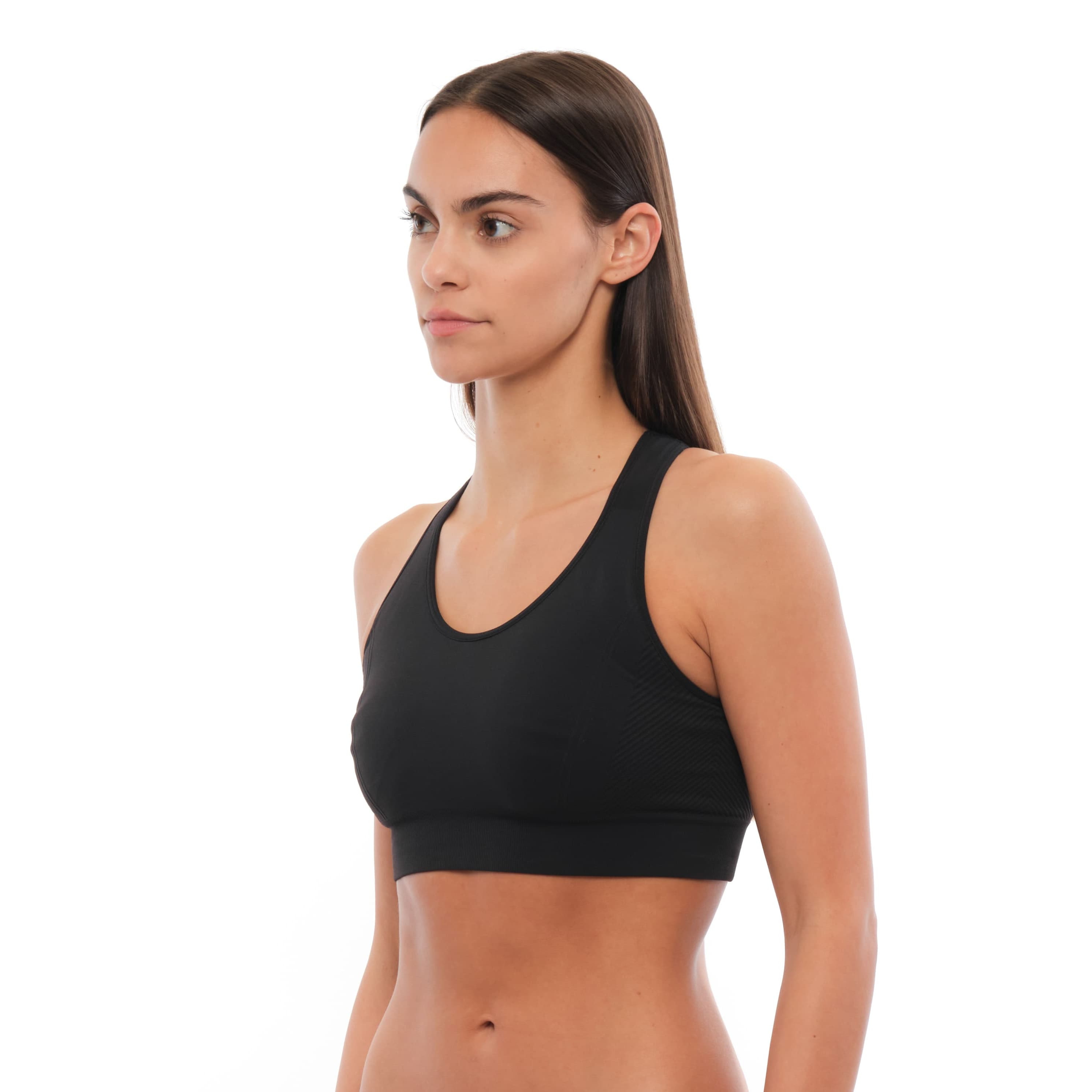 a woman wearing a Ridge Merino Wool Sports Bra
