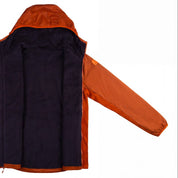 the dark gray interior of the Alpha Jacket in Cinnamon