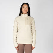 a woman wearing a Half Zip Cloudripper Grid Fleece Pullover