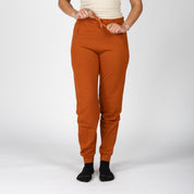 a woman wearing Cinnamon 100% Merino wool Hyde Joggers