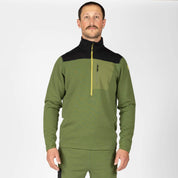 a man wearing a Fern/Black Cloudripper Half Zip Pullover
