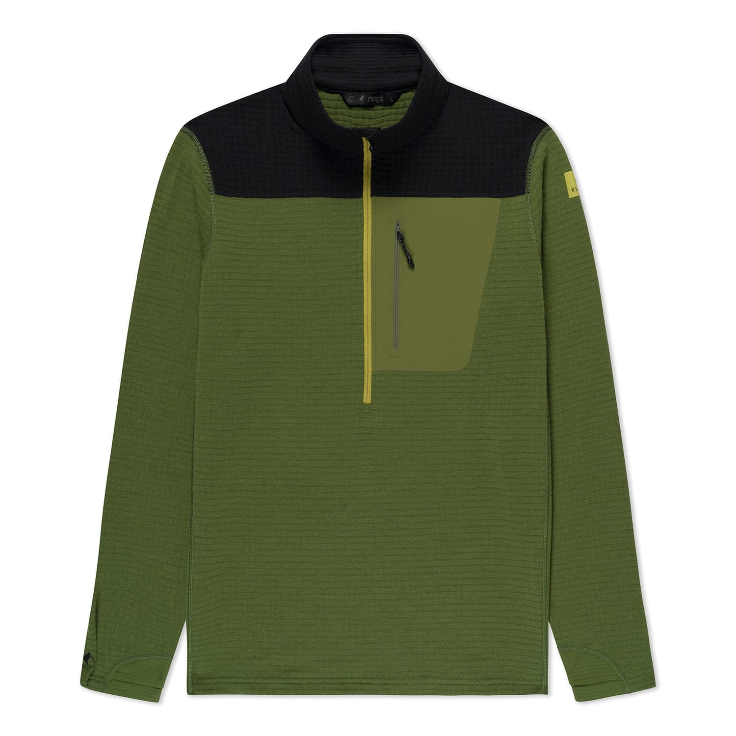 a green and black Cloudripper Grid Fleece Half Zip Pullover