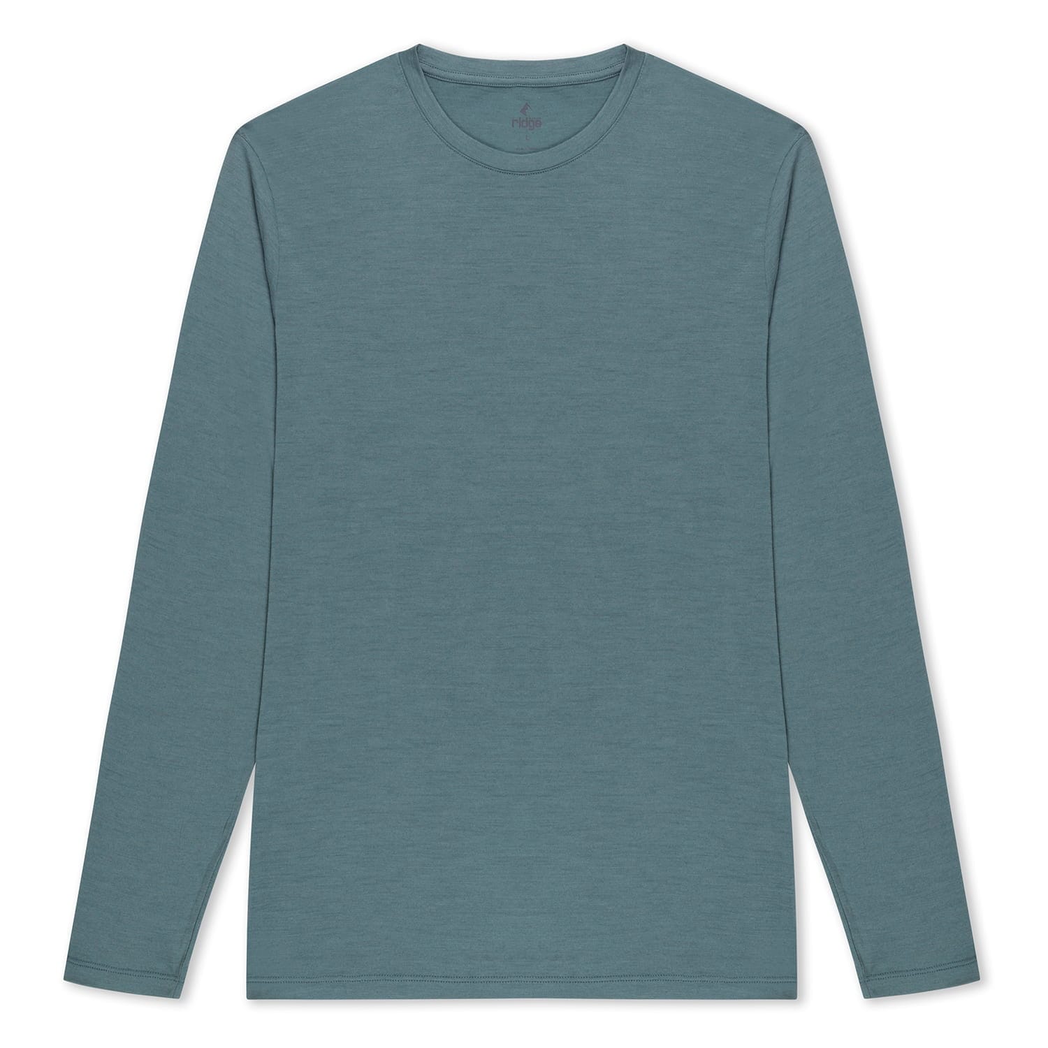Teal long-sleeve shirt on a white background