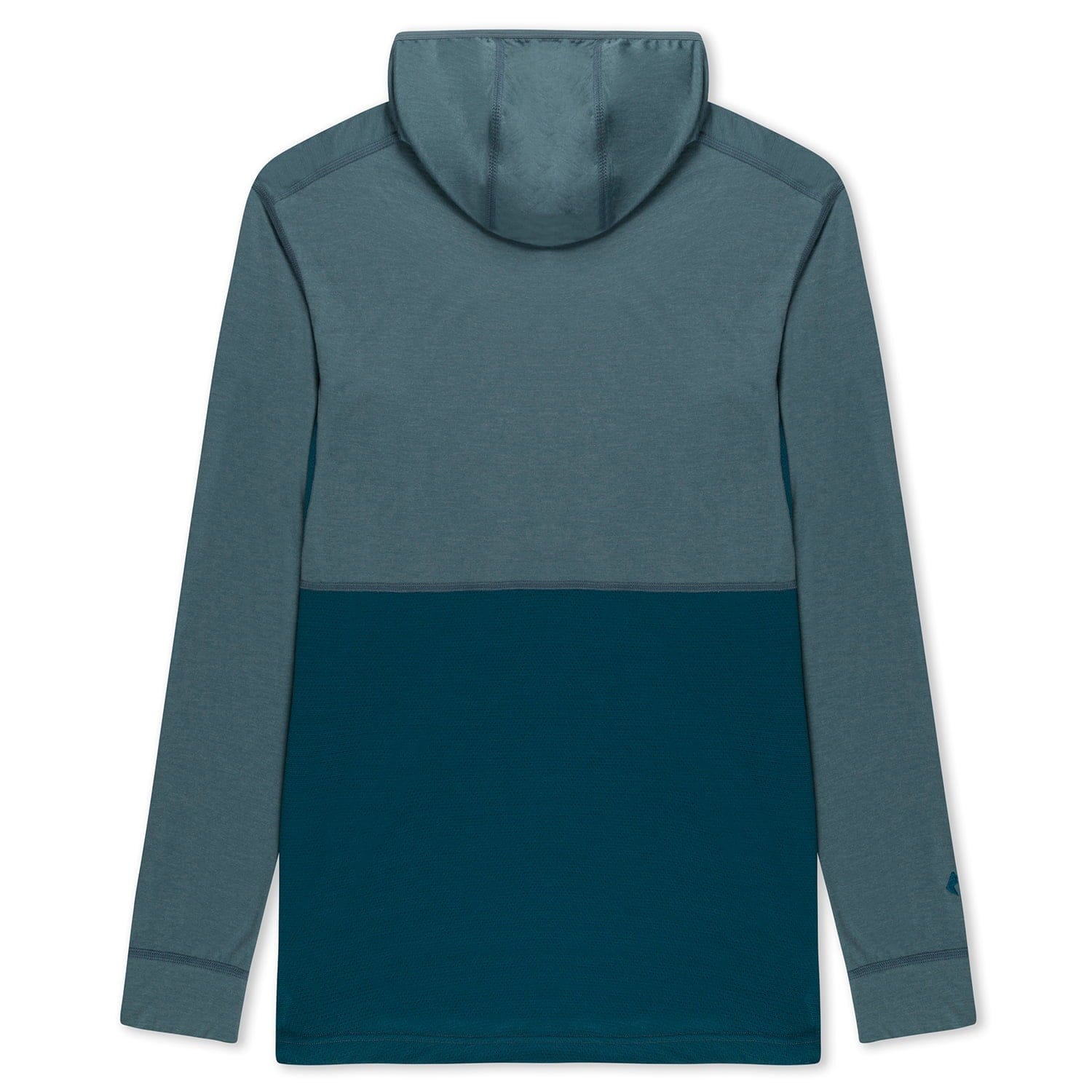 back of the Men's Pursuit Air Ultralight Hoodie showing the mesh paneling on the bottom