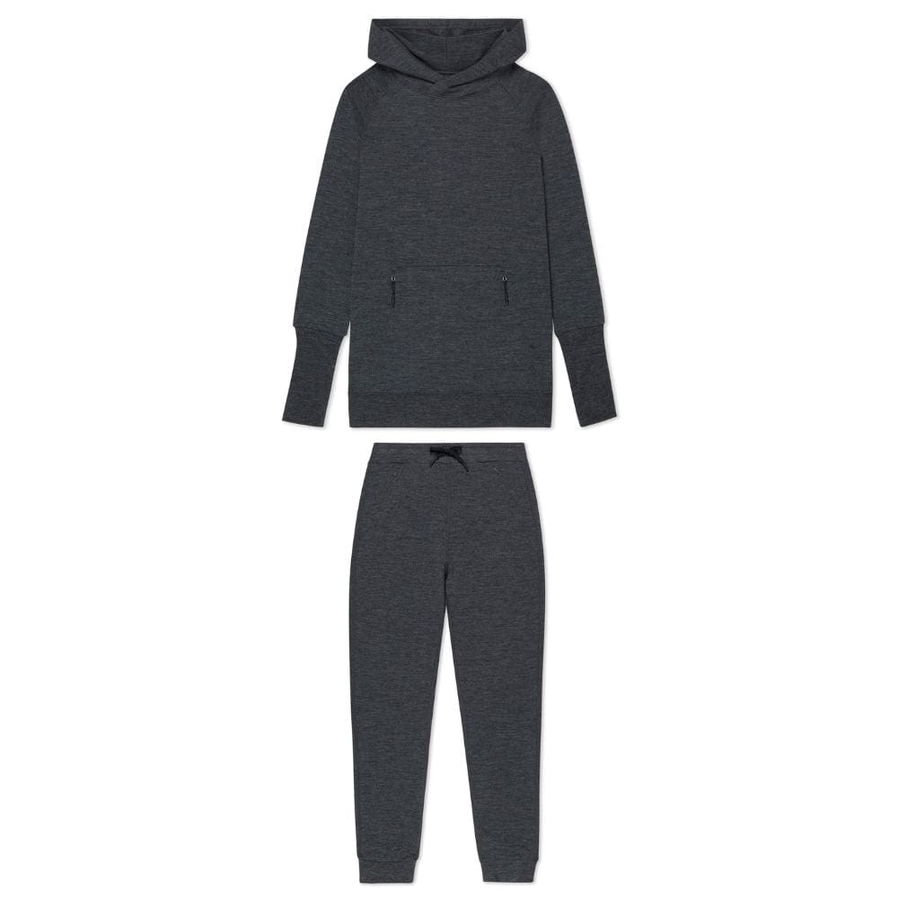 Natural Jogger and Hoodie matching travel set in Charcoal Heather