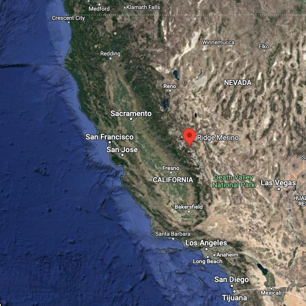 satellite map of where Mammoth Lakes is in the state of California