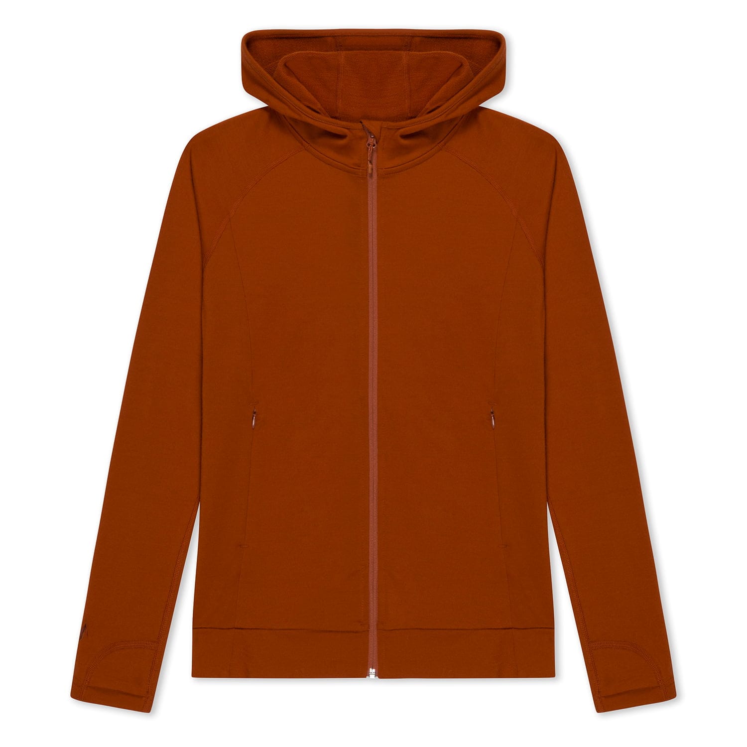 the women's 100% Merino wool Hyde Hoodie in Cinnamon