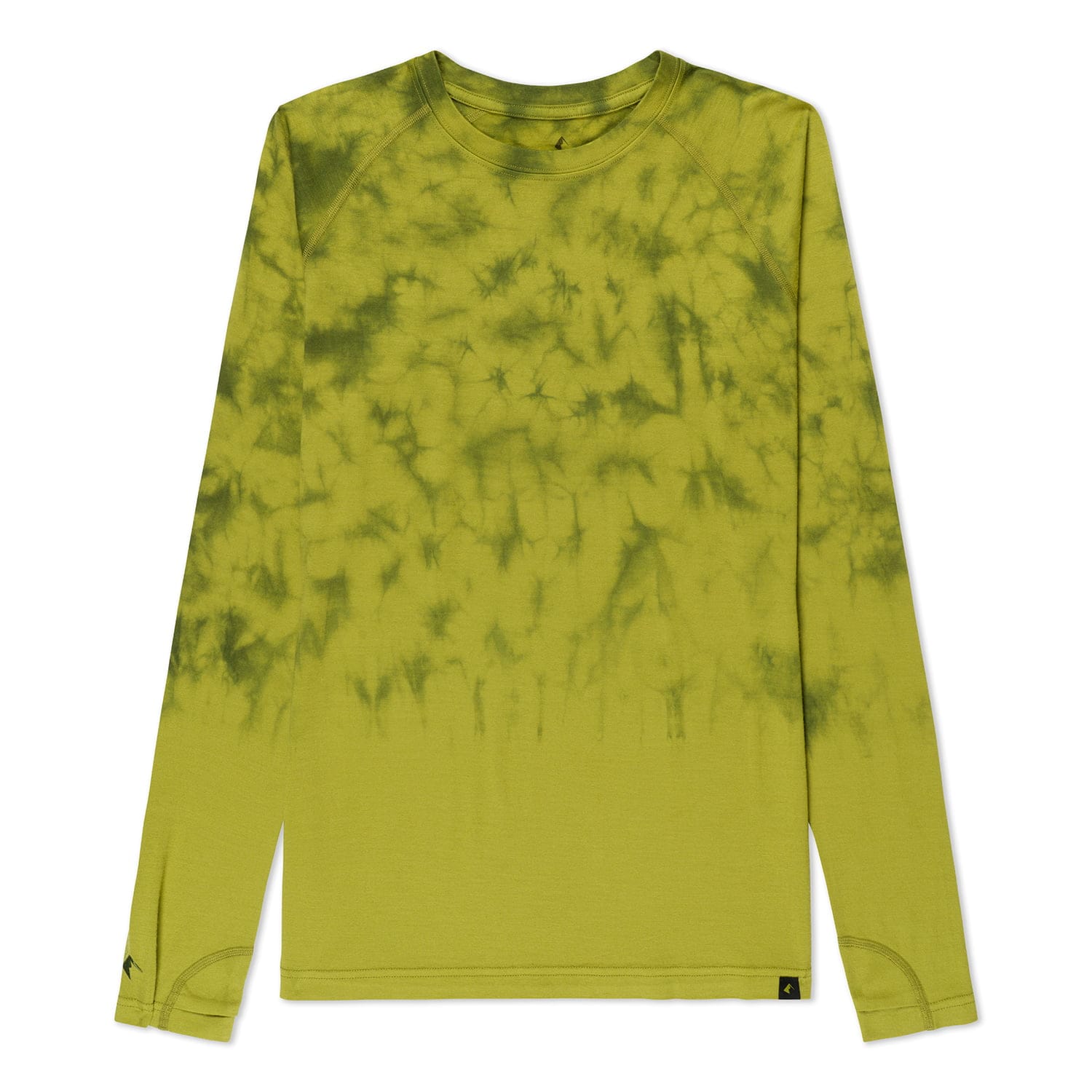 a women's Aspect Merino Long Sleeve Shirt in Golden Lime Tie-Dye
