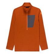 an orange Cloudripper Grid Fleece Half Zip Pullover