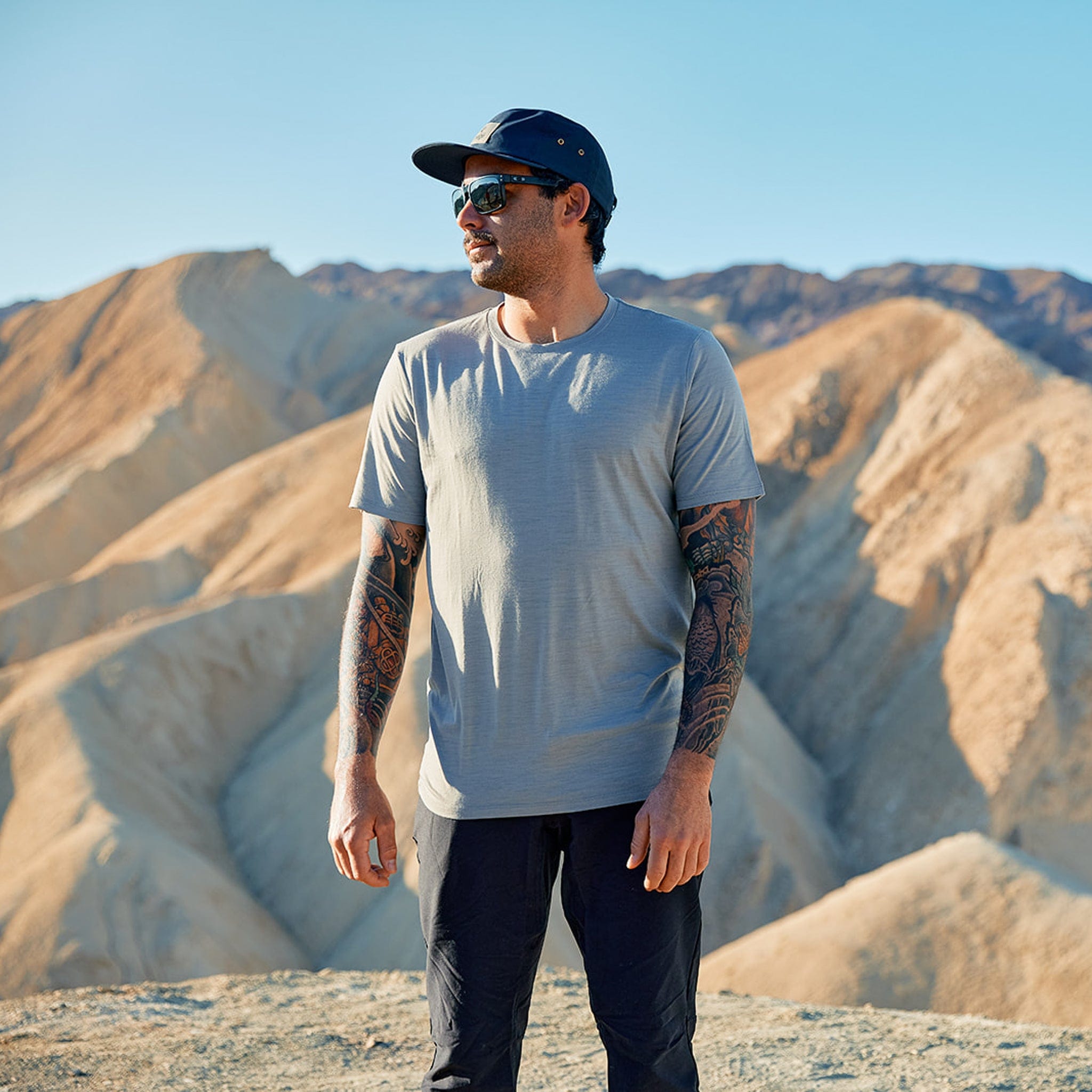 a man wearing the Journey Tee in Death Valley